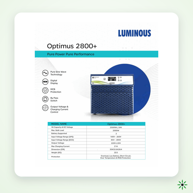 Luminous Optimus 2800 UPS — 2500VA (24V) — image 2